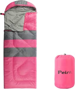 Peirhw Sacos de dormir, mochila e acampamento, saco de dormir para adultos, crianças, 3 estações, clima quente e frio, sacos de dormir leves à prova d'água com saco de compressão para acampamento