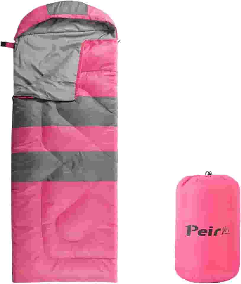 Peirhw Sacos de dormir, mochila e acampamento, saco de dormir para adultos, crianças, 3 estações, clima quente e frio, sacos de dormir leves à prova d'água com saco de compressão para acampamento