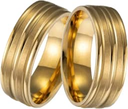 Alianças Italianas Par Diamantadas Aço Com Tungstenio Banhadas a Ouro 24k e Caixa de Veludo Premium Casamento Noivado Namoro