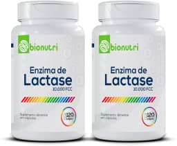 Kit 2x Enzima Lactase 10.000 Fcc Alta Concentração 120 Cápsulas Intolerância a Lactose Bionutri