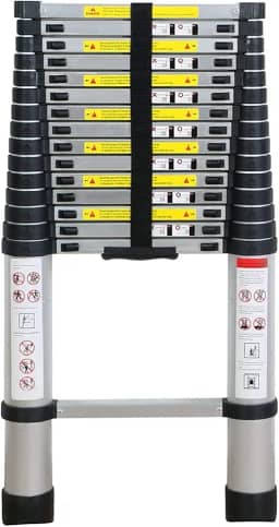 Escada Telescópica Extensível, 5M, Escada de Alumínio, Escada Antiderrapante, Escada Portátil, Carga Máxima de 150KG