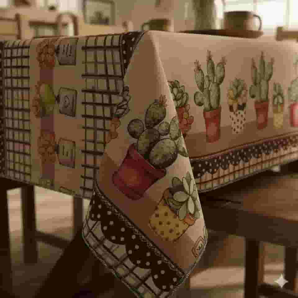 Toalha de Mesa Estampa Cactos do Rancho Western Autêntica 6 Lugares