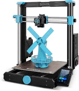 Impressora 3D Sovol SV06 Plus com alta temperatura de 300 ℃ e alta velocidade de 150 mm/s, hotend totalmente metálico, acionamento direto, tela sensível ao toque e nivelamento automático