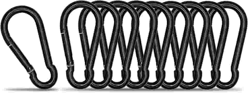 KINLINK Pacote Com 10 Mosquetões Pretos, Mosquetão De Mola Resistente De 1,57 Pol., Pequenos Clipes Caribeener Para Acampamento Ao Ar Livre, Balanço, Rede, Viagem De Caminhada, Pesca, Chaveiro De El