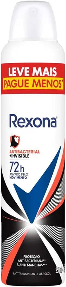 Rexona Antitranspirante Aerossol Antibacterial E Invisible 250Ml Leve Mais Pague Menos (A Embalagem Pode Variar)