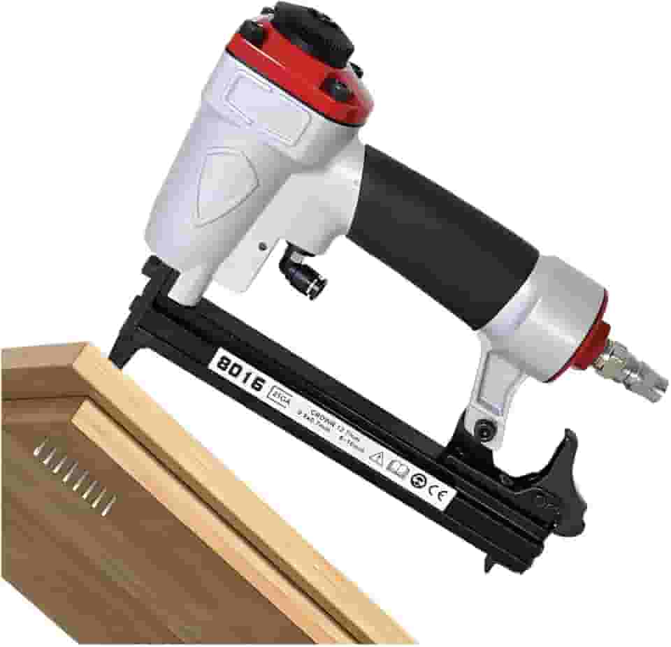 Pistola de Pregos Pneumática Profissional para Pinos 10-50mm - Alta Performance, Profundidade Ajustável, Exaustão Traseira, Ferro Nitretado