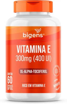 Vitamina E 300mg (400 UI), DL-Alpha-Tocoferol, Rico em Vitamina E, Antioxidante Importado, Unidade 60 Cápsulas Softgel, Bigens (Unidade)