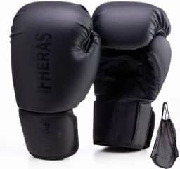 Luva de Boxe Muay Thai MMA Pro All Black Fheras 12Oz