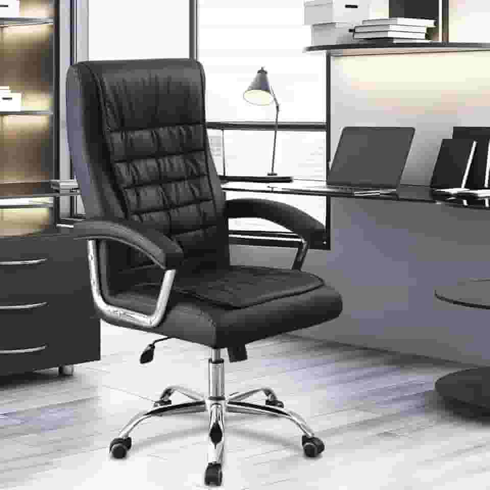 Cadeira De Escritório Presidente Suporte Lombar Ergonômico Com Encosto Alto (Preto)