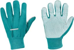 Atlas - Luvas de Proteção 100% Algodão, Palma com Pontos de Plástico PVC Antiderrapante e Punho Elástico, Cor Azul Turquesa