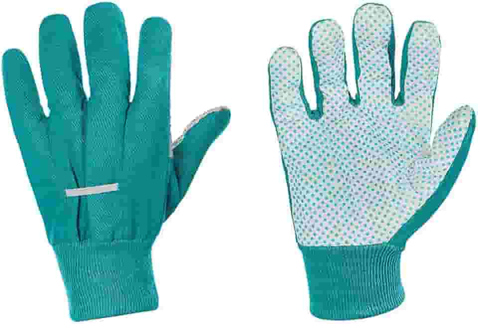 Atlas - Luvas de Proteção 100% Algodão, Palma com Pontos de Plástico PVC Antiderrapante e Punho Elástico, Cor Azul Turquesa