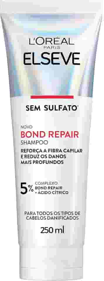 L'Oréal Paris Elseve Bond Repair Shampoo Reparação Molecular com Ácido Cítrico, Limpeza Suave Sem Sulfato, Reconstrói Ligações e Devolve Força aos Cabelos Danificados, 250ml