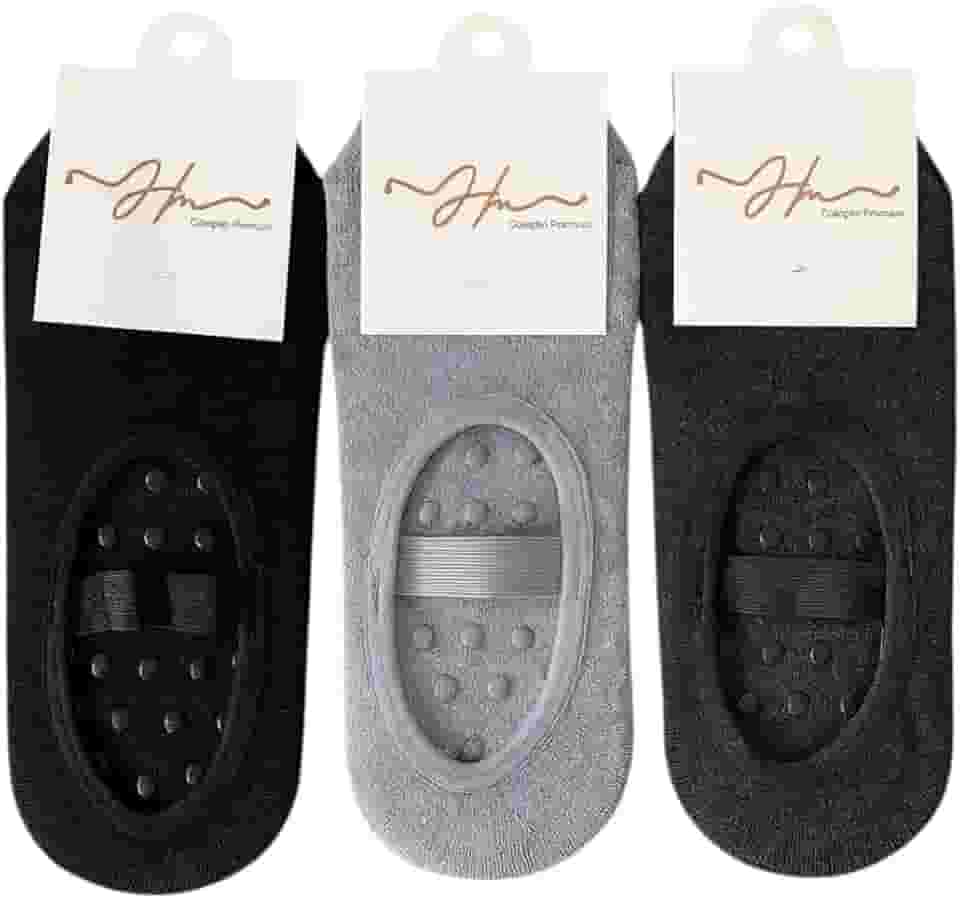 kit Meia Sapatilha para Yoga e Pilates Premium, Antiderrapante com Silicone, cores escuras