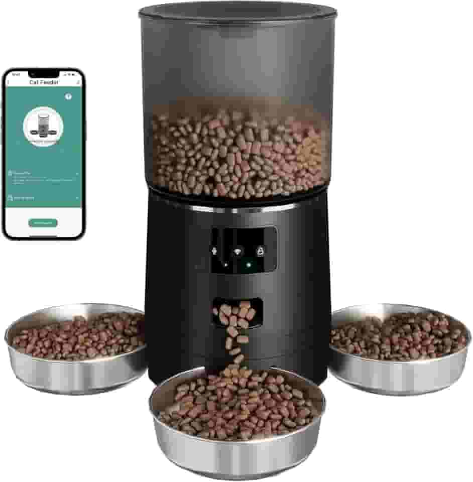 6L Alimentador automático para 3 gatos e 3 cães pequenos, alimentador cronometrado, dispensador de comida para cães e gatos para pequenos animais de estimação