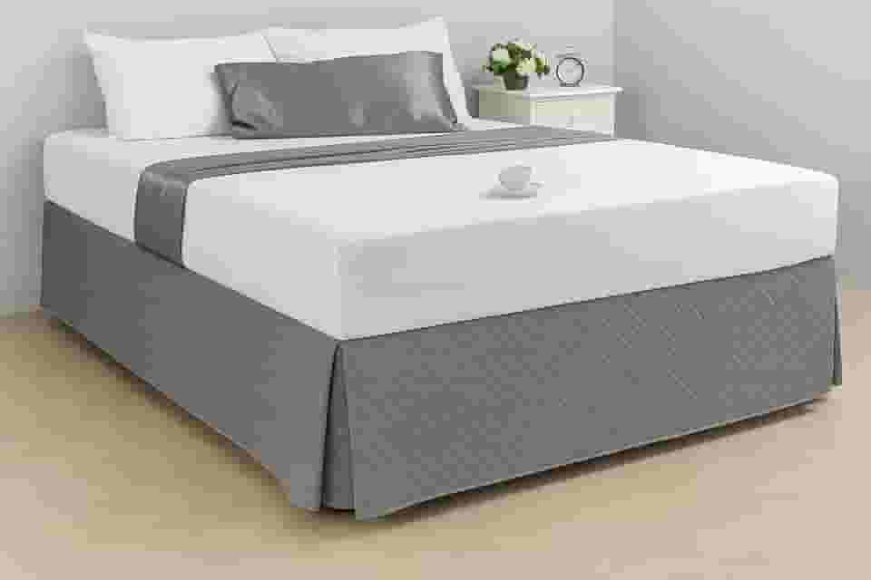 Saia Para Cama Box Solteiro Casal Padrão Queen King Size Ultrassônico Encaixe Prático (Cinza, Queen)