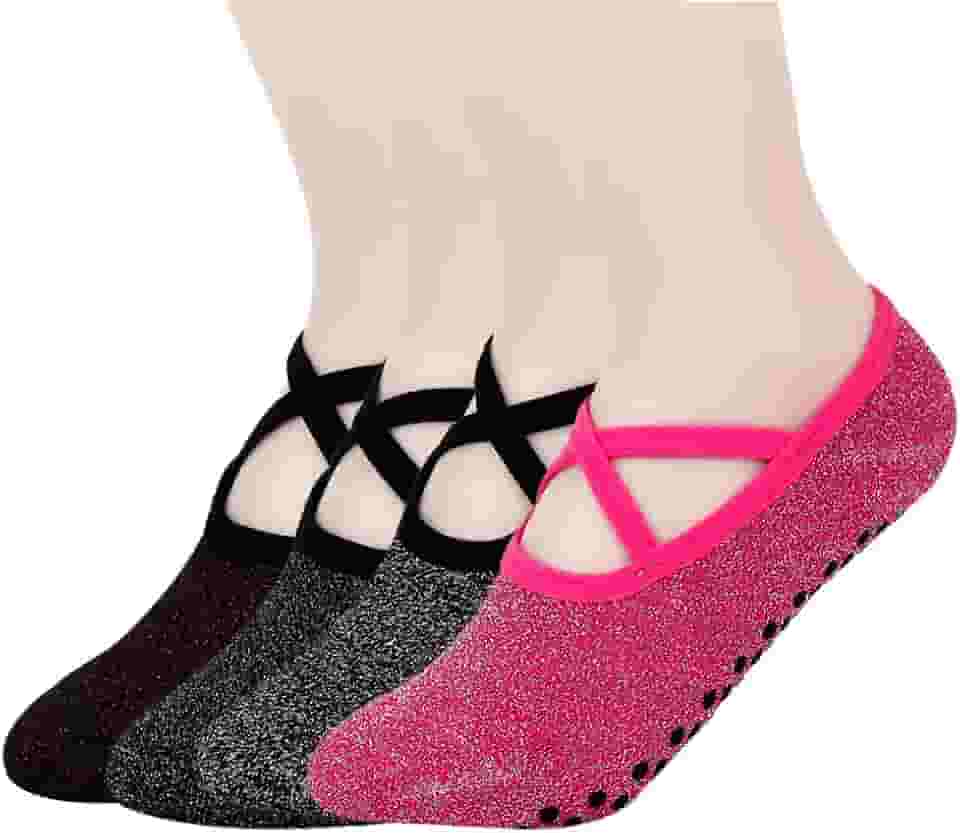 Meias Antiderrapantes Para Loga Treino Pilates Barre Meia Sapatilha Feminina Corrida Fitness