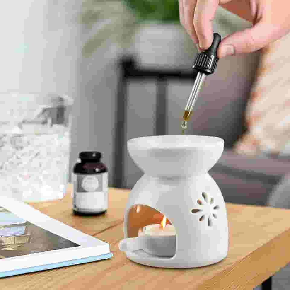 Queimador de óleo e cera de cerâmica – Aquecedor de luz de chá para relaxamento rápido de aromaterapia, para entusiastas de aromaterapia | Padrão floral para elevar o charme de casa/quarto