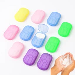 Combo com 200 Folhas de Sabonete Portáteis e Descartáveis para Viagem Banho Mãos Rosto com Aroma Suave e Estojo Compacto