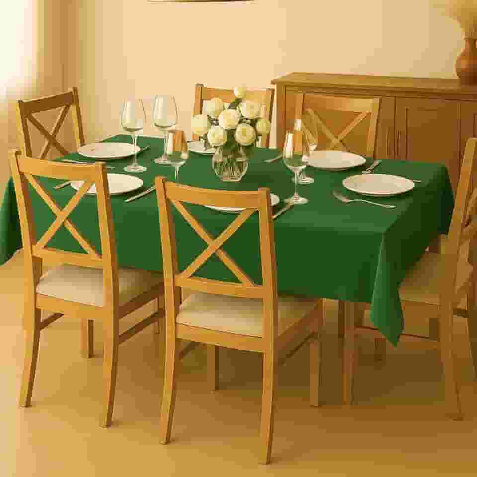 Toalha De Mesa 6 Lugares Retangular 2,10 x 1,50m Tecido Oxford 100% Poliéster Fácil de Lavar Praticidade e Durabilidade para Uso Diário (Verde)