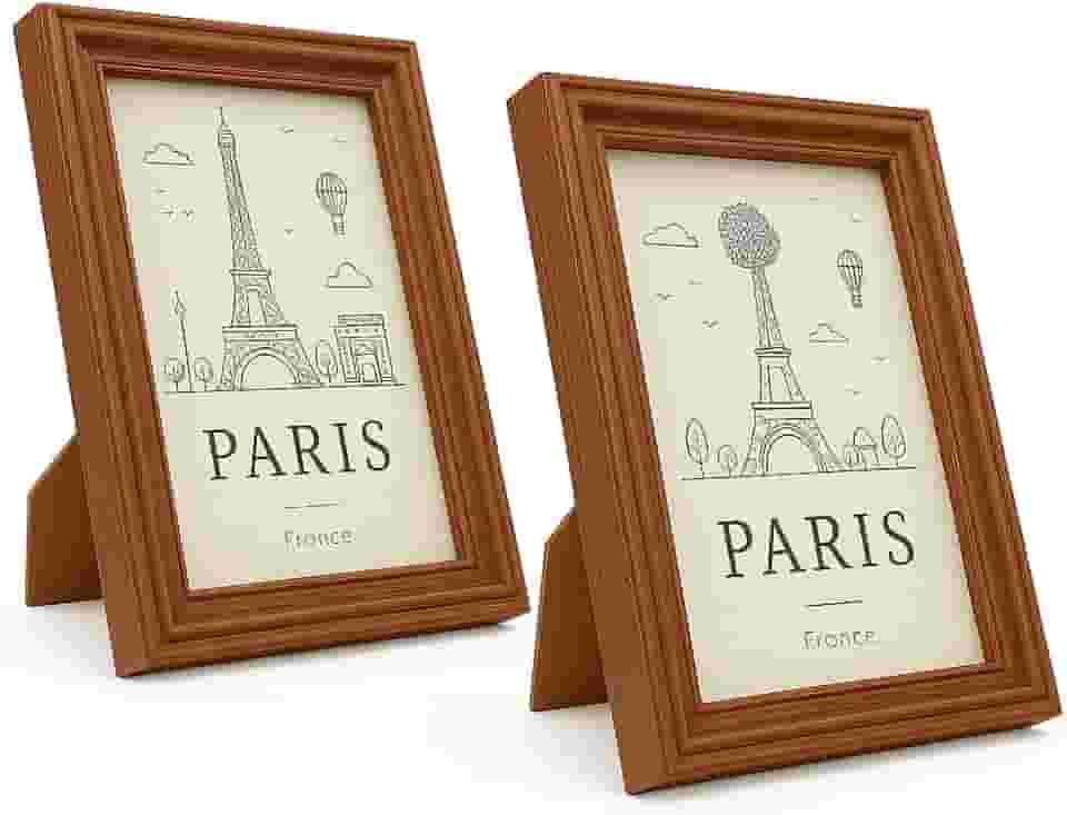 2 Quadros Porta Retratos Tipo Madeira Foto10x15