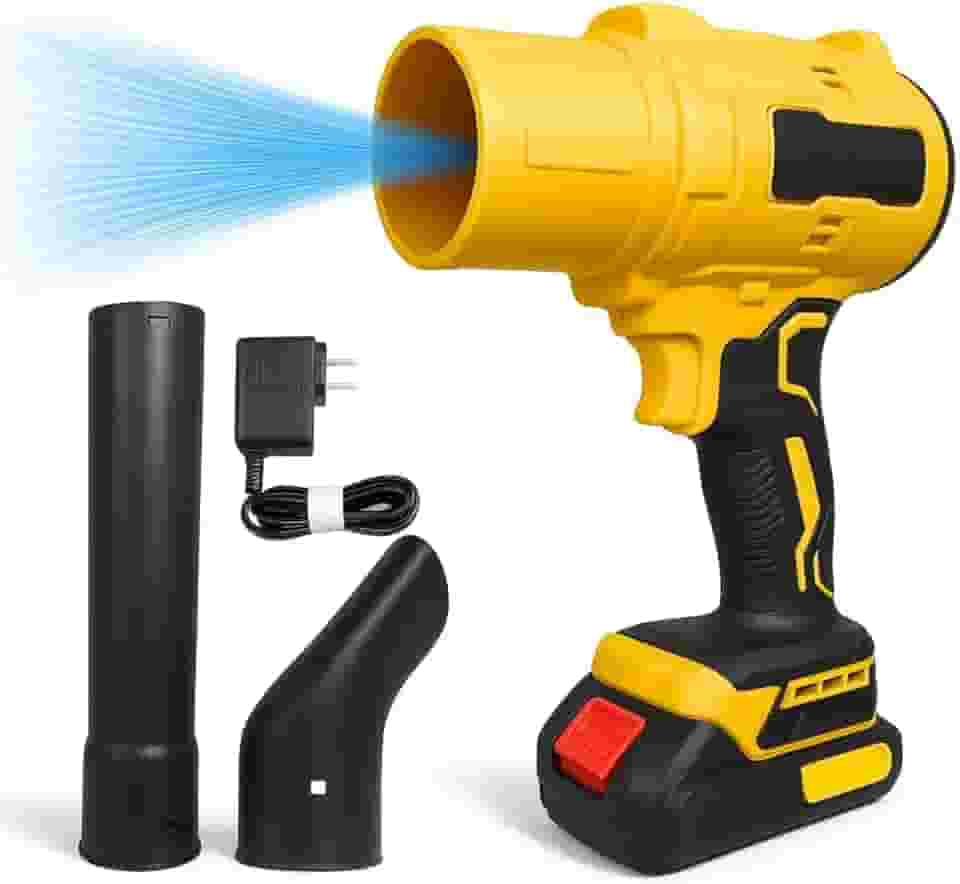 Soprador de Folhas Recarregável 48V com Motor Brushless 2200W, 3.8m²/min de Vazão de Ar, Peso Leve 865g, Design Ergonômico e 2 Ponteiras – Ideal para Calçadas, Quintais e Garagens