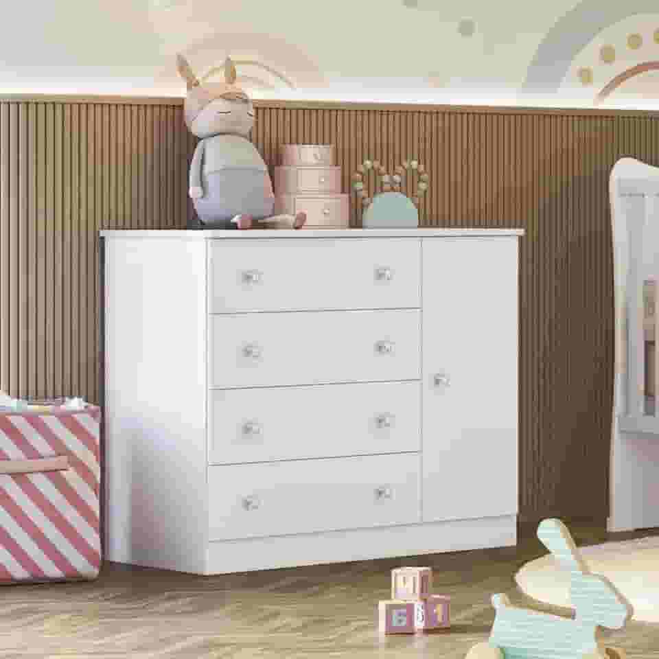 Cômoda Sapateira Infantil Doce Sonho 2561 Qmovi Branco