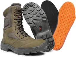 Coturno Masculino Militar Cano Alto em Couro Legítimo Reforçado Palmilha em Gel Zíper Lateral 1000