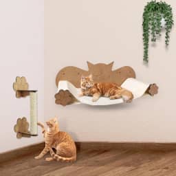 Mondo Box Kit Cama Rede Suspensa para Gatos 2 Peças – Caminha Suspensa com Arranhador de Parede Playground Divertido e Confortável para o seu Gato