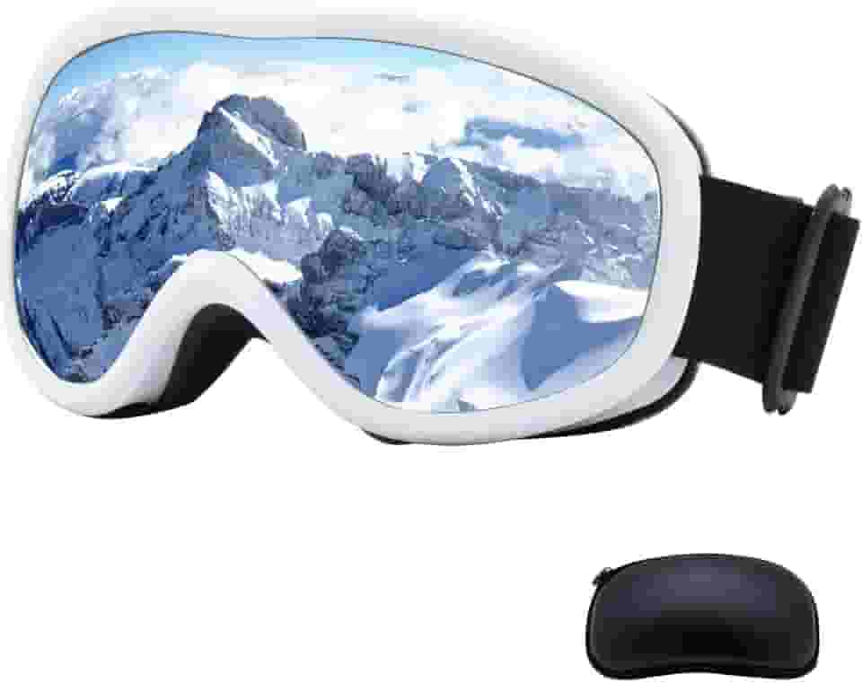 YAMEIZE Óculos de esqui OTG com lente de camada dupla - Óculos de esqui anti-embaçamento anti-UV sobre óculos esportivos com estojo para homens e mulheres
