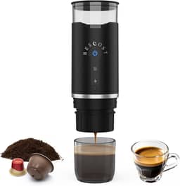 Cafeteira portátil com cápsulas 3 em 1, máquina de café portátil expresso compatível com NS e DG cápsulas e café moído para RV, campismo, caminhadas, escritório e casa