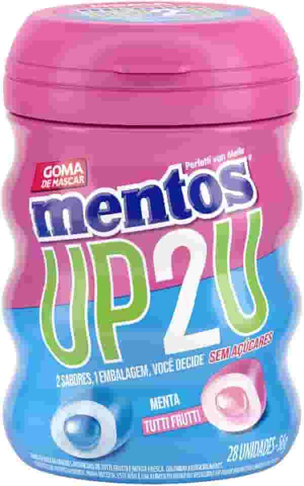Gomas de Mascar, Mentos, UP2U, Sem Açúcar, Sabor de Menta e Tutti-Frutti - 56g | 28 Unidades
