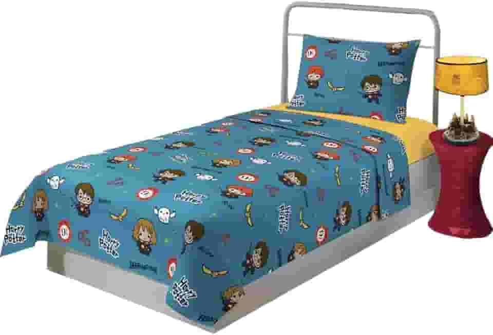 Jogo de Cama Infantil Harry Potter 2 Peças Azul Lepper