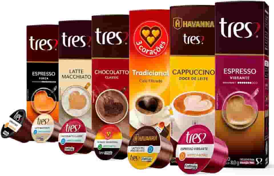 60 Cápsulas Três Corações, Café e Bebida Cremosa