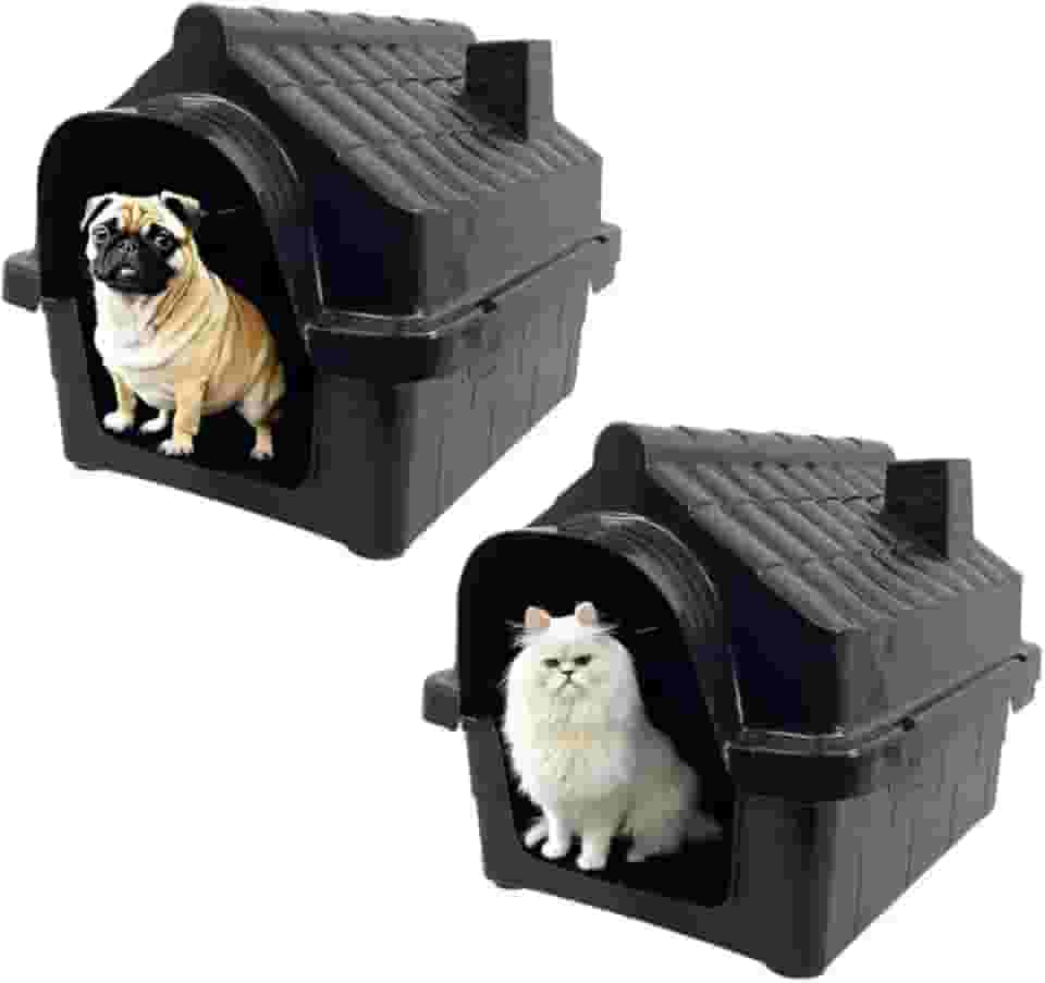 2x Casinhas Pet Cachorro Gato Conforto e Segurança Casa N1 (Preto, N1)