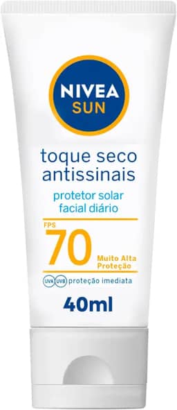 NIVEA SUN Protetor Solar Facial Toque Seco Antissinais FPS 70 40ml - Com muito alta proteção contra raios UVA/UVB, controla o brilho e previne o envelhecimento precoce