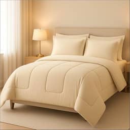 Edredom 06 Peças Queen Dupla Face Aconchego Casa Dona (Bege)