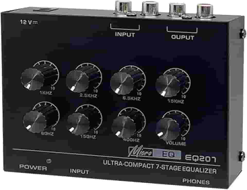 Almencla EQ207 7 Equalizador de banda Equalizador de áudio Equalizador de som Prático amplificador de som Equalizador paramétrico para gravação em casa de