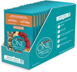 Pack Purina One Ração Úmida Para Gatos Sabor Carne Super Nutrientes - Com 15 Sachês 85g