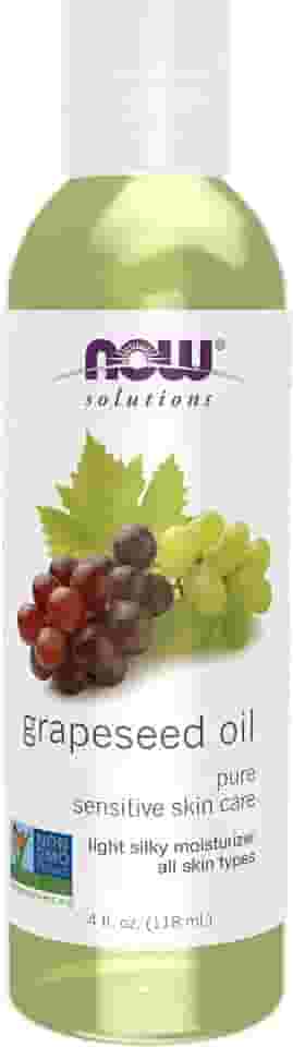 NOW Foods Soluções, óleo de semente de uva, cuidados com a pele sensível, hidratante sedoso leve para todos os tipos de pele, 118 ml