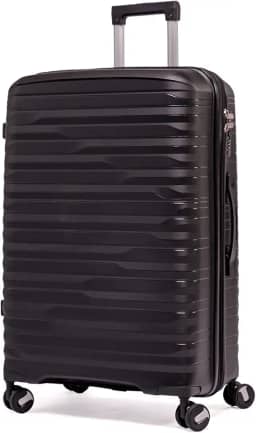 Mala De Viagem Grande 32Kg Polipropileno 8 Rodas 360 Giratória Para Despachar Rígida Leve Tamanho G Viagem Internacional Resistente (PRETO, Grande)