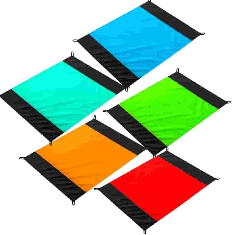 Esteira de Praia Impermeável, 200 x 140 cm, com Bolsa de Transporte, 5 Cores, Kit com Mosquetão e Pregos de Fixação