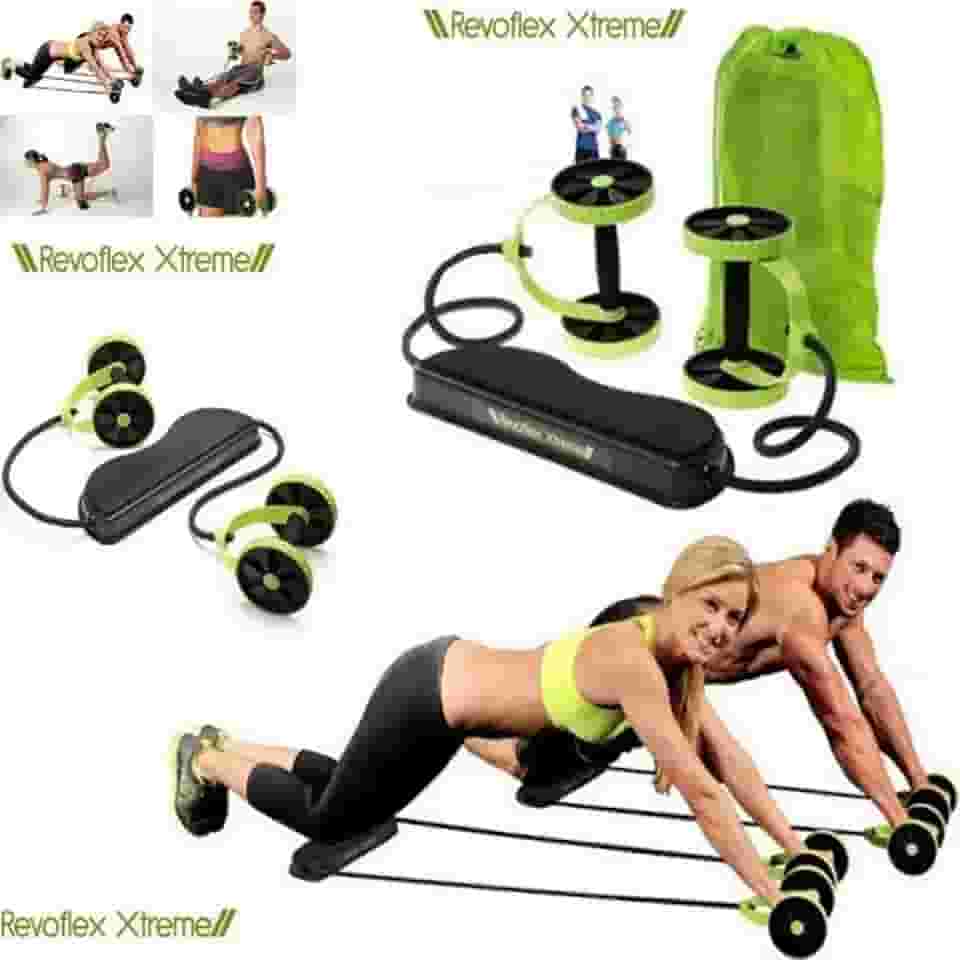 Kit musculação fitness completo academia em casa revoflex elastico roda abdominal extensor para braços e pernas emagracedor