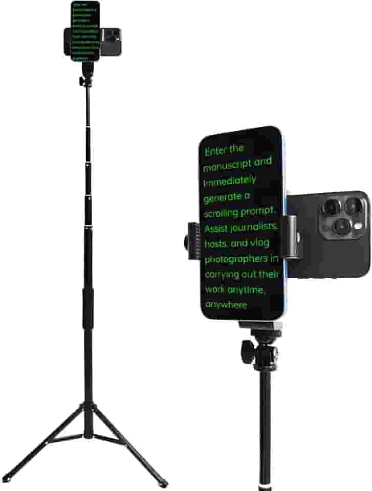 Teleprompter para iPhone e Android, suporte de telefone duplo para gravação de vídeo, kit de teleprompter Neewer, o design dobrável permite fácil armazenamento e transporte (170 cm de pé)