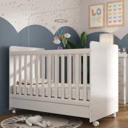 Berço multifuncional americano Pimpolho 3 em 1 com rodízios Multimóveis Branco 3 ANOS DE GARANTIA