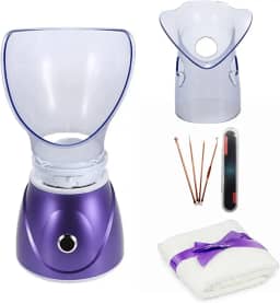 Hann Vaporizador facial profissional inalador a vapor sinusal hidratante para pele facial, sauna, vaporizadores de spa com função de umidificador difusor de aromaterapia (roxo)