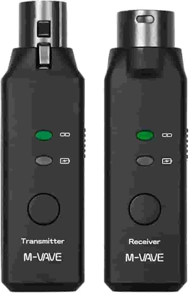 M-VAVE WP-7 Sistema de Microfone Sem Fio 2.4GHz Dual Channel, Alcance de 30m, Bateria de 6.5h - Transmissor XLR para Shows ao Vivo, Igrejas e Eventos