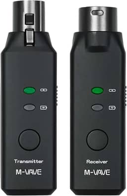 M-VAVE WP-7 Sistema de Microfone Sem Fio 2.4GHz Dual Channel, Alcance de 30m, Bateria de 6.5h - Transmissor XLR para Shows ao Vivo, Igrejas e Eventos