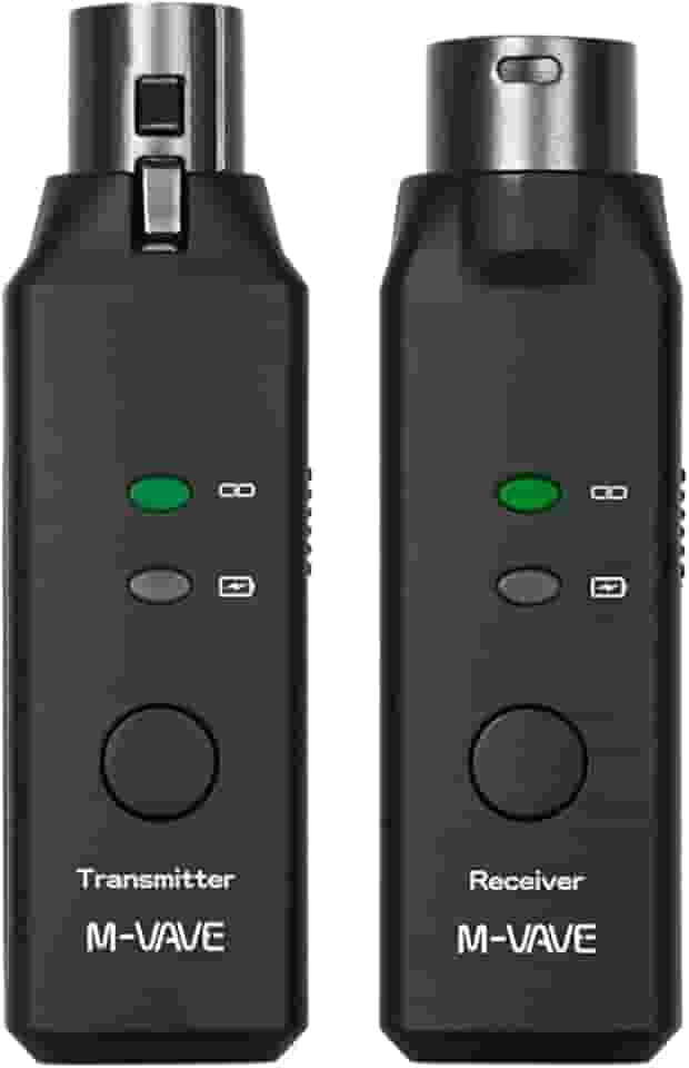 M-VAVE WP-7 Sistema de Microfone Sem Fio 2.4GHz Dual Channel, Alcance de 30m, Bateria de 6.5h - Transmissor XLR para Shows ao Vivo, Igrejas e Eventos