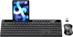 Combo de teclado e mouse sem fio, teclado de computador sem fio ergonômico MARVO 2.4G com suporte para tablet e celular, mouse silencioso com 6 botões, compatível com MacBook, Windows (preto)