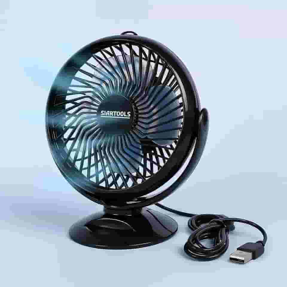 Mini Ventilador de Mesa USB Portátil Silencioso Potente para Escritório Notebook Computador Home Office Preto